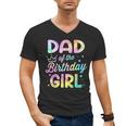 Dad Of The Birthday Girl Tie Dye Girl Bday Party Men's V-Neck T-Shirt