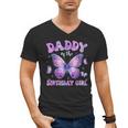 Dad Of The Birthday Girl Tie Dye Butterfly Birthday Family Men's V-Neck T-Shirt