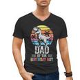 Dad Of The Birthday Party Outfit Dinosaur Daddy Men's V-Neck T-Shirt Dad Of The Birthday Party Outfit Dinosaur Daddy Men's V-Neck T-Shirt