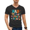 Dad Of The Birthday Twins Boys Girls Party Retro Bday Men's V-Neck T-Shirt