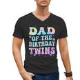 Dad Of The Birthday Twins Girls Kids Party Retro Bday Men's V-Neck T-Shirt