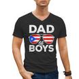 Dad Of Boys Fathers Day Retro Puerto Rico Flag Boricua Dad Men's V-Neck T-Shirt