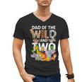 Dad Of The Wild Two Zoo 2nd Birthday Safari Jungle Animal Men's V-Neck T-Shirt