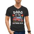 Dada Of The Birthday Boy Fire Truck Firefighter 1St Party Men's V-Neck T-Shirt