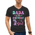 Dada Of The Birthday For Girl Dinosaur T-Rex Party Family Men's V-Neck T-Shirt