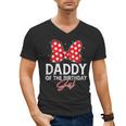 Daddy Of The Birthday Girl Cute Pink Bow Family Matching Men's V-Neck T-Shirt