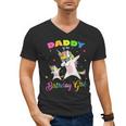 Daddy Of The Birthday Girl Dabbing Unicorn Princess And Dad Men's V-Neck T-Shirt