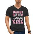 Daddy Of The Birthday Girl Family Pink Coquette Bow Men's V-Neck T-Shirt
