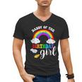 Daddy Of The Birthday Girl Rainbow B-Day Matching Family Men's V-Neck T-Shirt