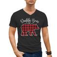 Daddy Dad Bear Pajama Red Buffalo Xmas Family Christmas Men's V-Neck T-Shirt