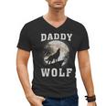 Daddy Wolf Wolves Dad Moon Fathers Day Men's V-Neck T-Shirt