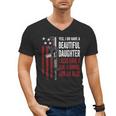 Daughter Gun Shovel Alibi Mom Dad Guns Joke -ON Back Men's V-Neck T-Shirt