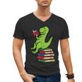 Dino Reading Read Reading Librarian Book Men Boys Kids Men's V-Neck T-Shirt
