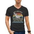 Don't Mess With DaddysaurusRex Daddy Saurus Dinosaur Men Men's V-Neck T-Shirt