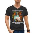 Easily Distracted By Dragons Books Cats Fantasy Book Lover Men's V-Neck T-Shirt