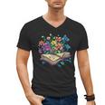 Enchanted Open Book With Blooming Flowers Men's V-Neck T-Shirt