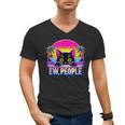 Ew Cat Misanthrope Introvert Synthwave 80s Men's V-Neck T-Shirt