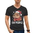 Ew People Capybara Christmas Introvert Holiday Humor Men's V-Neck T-Shirt Ew People Capybara Christmas Introvert Holiday Humor Men's V-Neck T-Shirt