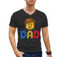 Family Dad Master Builder Building Bricks Blocks Fathers Day Men's V-Neck T-Shirt