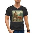 Farmer Men Tractor Rancher Farm Dad Distressed Men's V-Neck T-Shirt