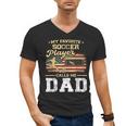 My Favorite Soccer Player Calls Me Dad US Flag Fathers Day Men's V-Neck T-Shirt
