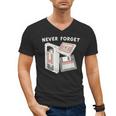 Never Forget VHS Tape Cassette Floppy Disk Nostalgia 80s 90s Men's V-Neck T-Shirt