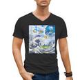 Frutiger Aero Aesthetic Tech Great Wave Of Kanagawa Fishes Men's V-Neck T-Shirt Frutiger Aero Aesthetic Tech Great Wave Of Kanagawa Fishes Men's V-Neck T-Shirt