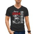 Fun Trendy UFO Sloth Graduation Class Of 2024 Senior Men's V-Neck T-Shirt