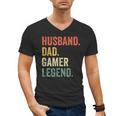 Gamer Husband Dad Video Game Legend Father's Day Men's V-Neck T-Shirt