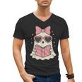 Ghost Reading Book Halloween Cat Lover Men's V-Neck T-Shirt