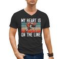 My Heart Is On The Line Football Mom Dad Offensive Lineman Men's V-Neck T-Shirt