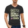 Hero Wears Dog Tags Combat Boots Proud Army Dad Father Men's V-Neck T-Shirt