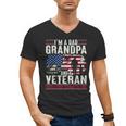I'm A Dad Grandpa And Veteran Retro Papa Grandpa Men's V-Neck T-Shirt