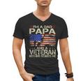 I'm A Dad Papa And Veteran Retro Dad Papa Grandpa Men's V-Neck T-Shirt