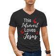 This Introvert Loves Jesus Religious Red Hearts Graphic Men's V-Neck T-Shirt This Introvert Loves Jesus Religious Red Hearts Graphic Men's V-Neck T-Shirt