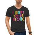 Introvert I Want To Be Alone Retro Wavy Men's V-Neck T-Shirt Introvert I Want To Be Alone Retro Wavy Men's V-Neck T-Shirt