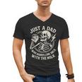 Just A Dad Who Always Came Back Skeleton Fathers Day Men's V-Neck T-Shirt