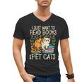 I Just Want To Read Books And Pet Cats Introvert Men's V-Neck T-Shirt