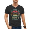 I Leveled Up To Dad Of 3 2026 Promoted To Dad Of Three Kids Men's V-Neck T-Shirt