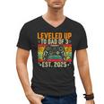 Leveled Up To Dad Of 3 Three Daddy Again 2025 Father's Day Men's V-Neck T-Shirt