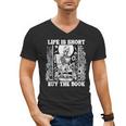 Life Is Short Buy The Book Introvert Skeleton Reading Men's V-Neck T-Shirt