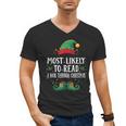 Most Likely To Read A Book Matching Christmas Elf Men's V-Neck T-Shirt Most Likely To Read A Book Matching Christmas Elf Men's V-Neck T-Shirt
