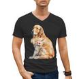 I Love Dad Patriotic Golden Retriever Canine Dog Lover Men's V-Neck T-Shirt
