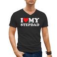 I Love My Step-Dad Heart Family Grandpa StepDad Bonus Dad Men's V-Neck T-Shirt