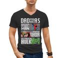 Marvel Father's Day Spider-Man Thor Hulk Dad Attributes Men's V-Neck T-Shirt