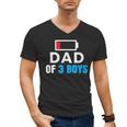 Matching Father's Day Low Battery Dad Of 3 Boys Men's V-Neck T-Shirt