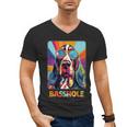 Mom & Dad Of a Basshole Basset Hound With Glasses -Adults Short Sleeve Men's V-Neck T-Shirt