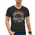 One Happy Dad First Birthday Camping Matching Family Party Men's V-Neck T-Shirt One Happy Dad First Birthday Camping Matching Family Party Men's V-Neck T-Shirt