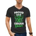 Organ Donation Green Ribbon Proud Dad Of An Organ Donor Men's V-Neck T-Shirt