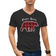 PAPA Bear Men Red Plaid Christmas Pajama Family Dad Small Men's V-Neck T-Shirt